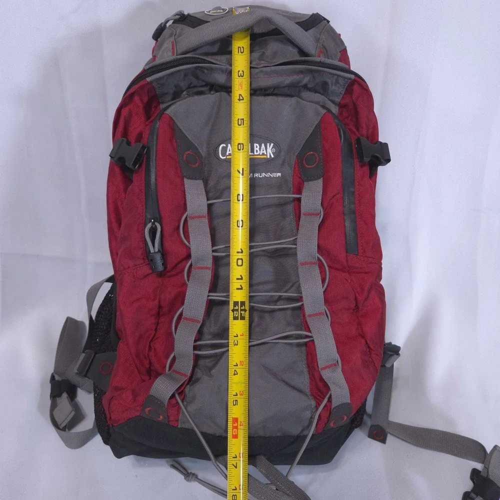 CamelBak Rim Runner Hydration Backpack w/ Bladder D-Fit Red Grey Hiking Trail